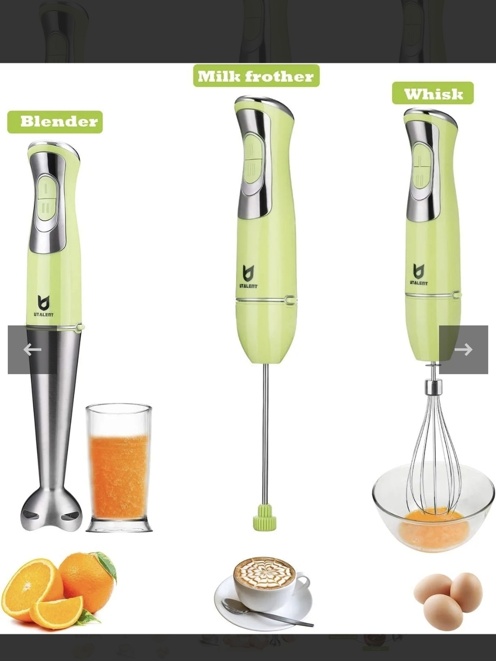 NIB UTALENT 6pcs Hand Blender Set, Green.